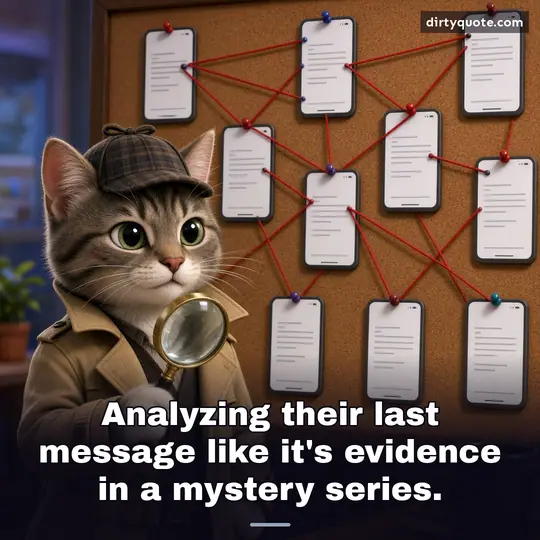 Analyzing their last message like it's evidence in a mystery series.