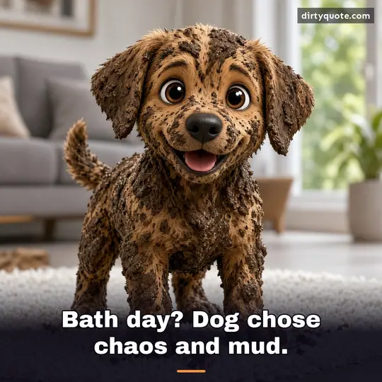 Bath day? Dog chose chaos and mud.