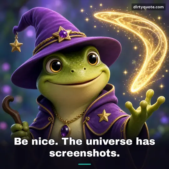 Be nice. The universe has screenshots.