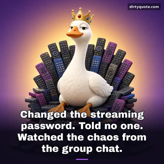Changed the streaming password. Told no one. Watched the chaos from the group chat.
