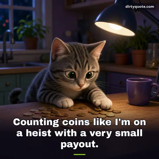 Counting coins like I'm on a heist with a very small payout.