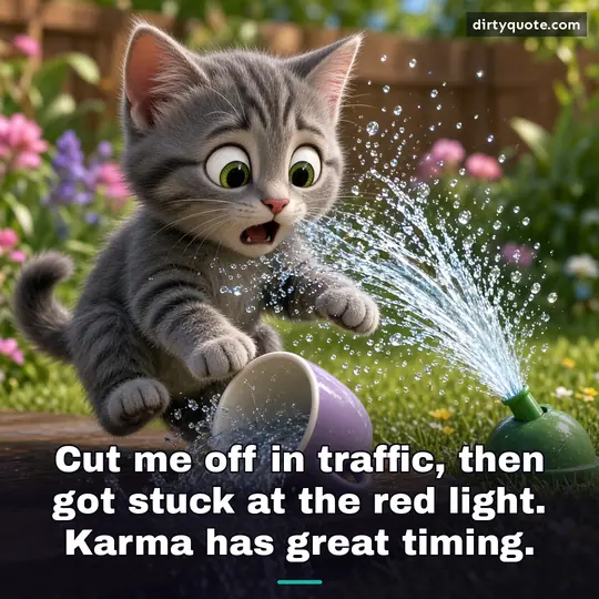 Cut me off in traffic, then got stuck at the red light. Karma has great timing.