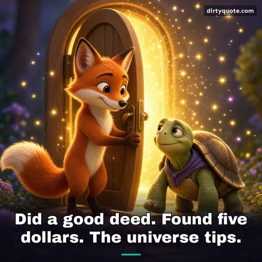 Did a good deed. Found five dollars. The universe tips.