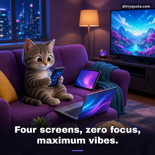 Four screens, zero focus, maximum vibes.