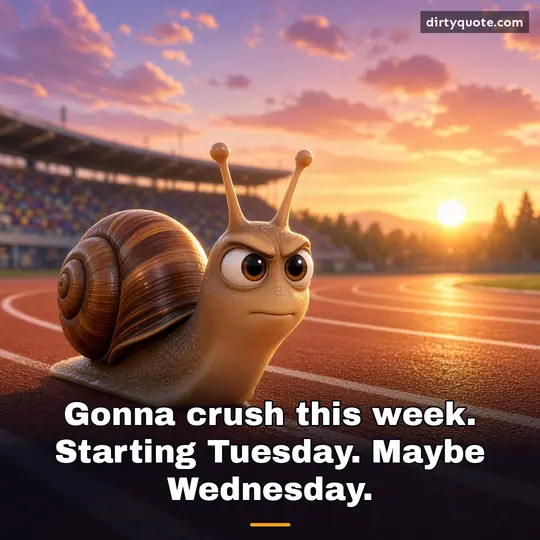Gonna crush this week. Starting Tuesday. Maybe Wednesday.