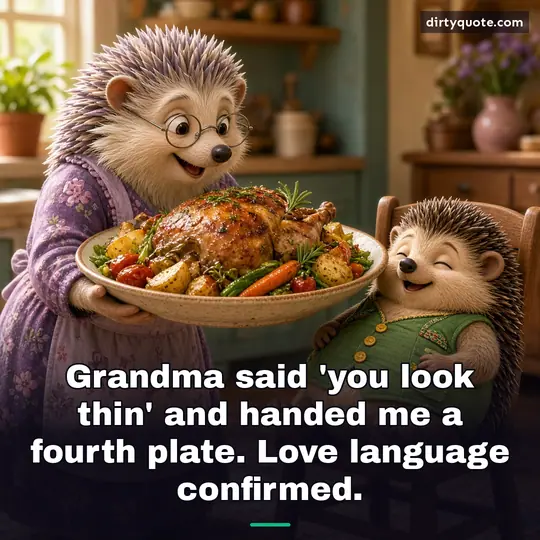 Grandma said 'you look thin' and handed me a fourth plate. Love language confirmed.