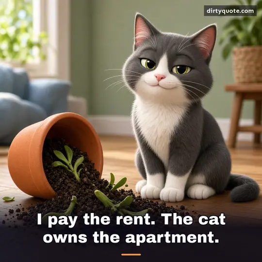 I pay the rent. The cat owns the apartment.