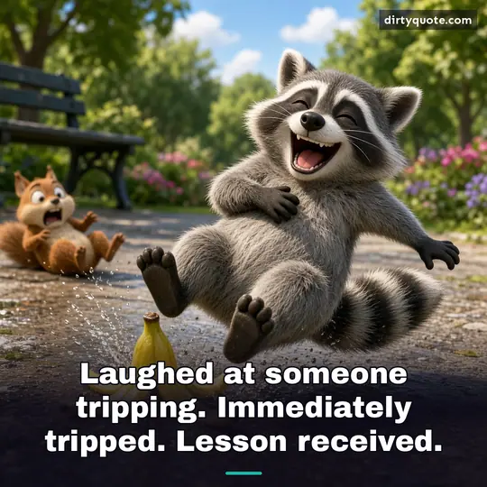 Laughed at someone tripping. Immediately tripped. Lesson received.