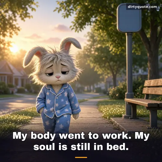 My body went to work. My soul is still in bed.