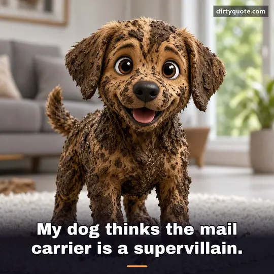 My dog thinks the mail carrier is a supervillain.