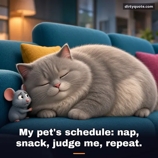 My pet's schedule: nap, snack, judge me, repeat.