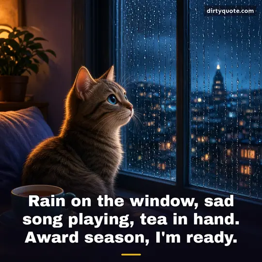 Rain on the window, sad song playing, tea in hand. Award season, I'm ready.