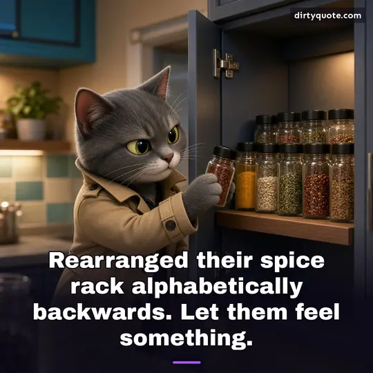 Rearranged their spice rack alphabetically backwards. Let them feel something.