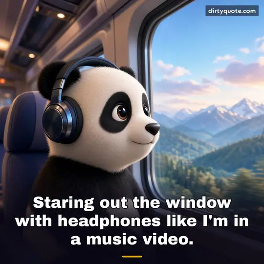 Staring out the window with headphones like I'm in a music video.