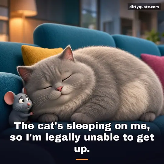 The cat's sleeping on me, so I'm legally unable to get up.