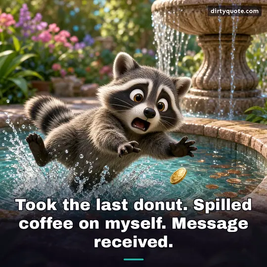 Took the last donut. Spilled coffee on myself. Message received.