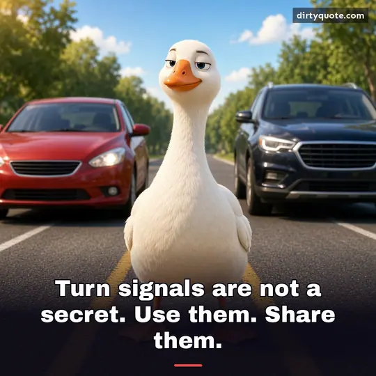 Turn signals are not a secret. Use them. Share them.