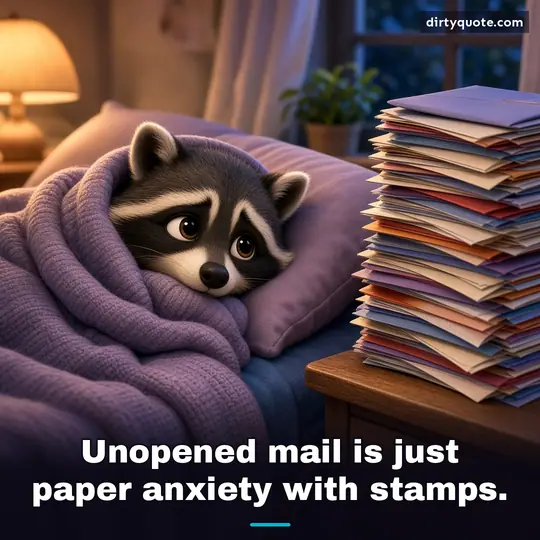 Unopened mail is just paper anxiety with stamps.