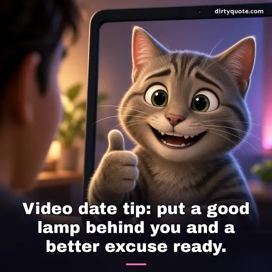 Video date tip: put a good lamp behind you and a better excuse ready.