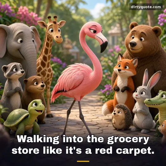 Walking into the grocery store like it's a red carpet.