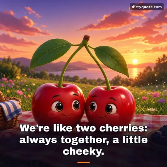 We're like two cherries: always together, a little cheeky.
