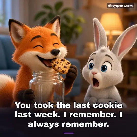 You took the last cookie last week. I remember. I always remember.